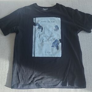 Dior Black T-Shirt with Blue and White Graphic